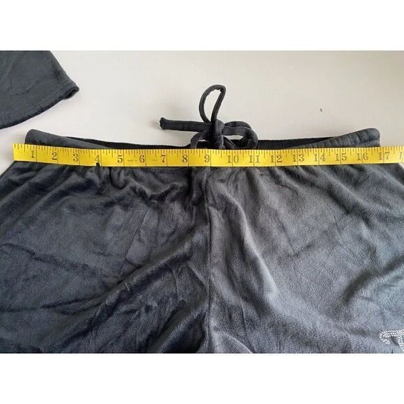 Juicy Couture Pj Set Women’s XL Black Velvet Shorts Lounge JC5285A Rhinestones - Picture 8 of 10